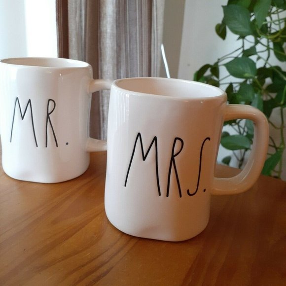 Rae Dunn Coffee Cup Mug Mr And Mrs Set Farmhouse - Picture 1 of 4